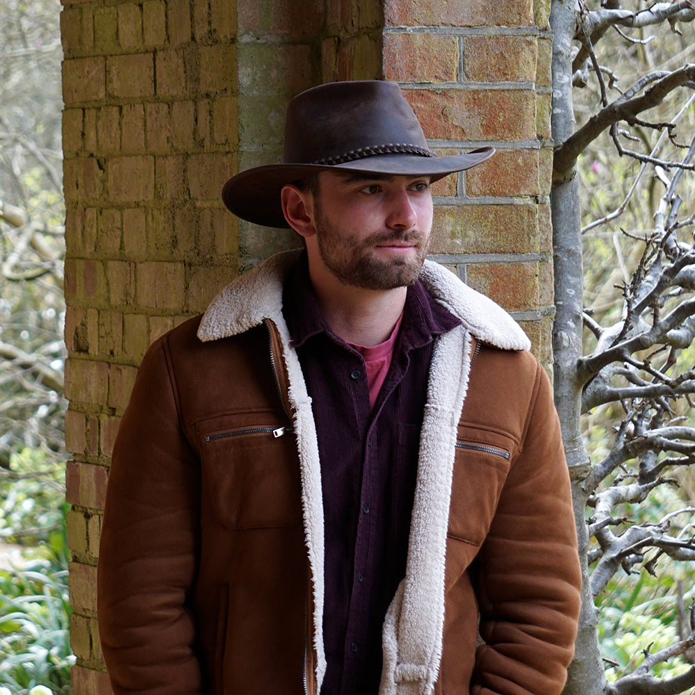 Buffalo Leather Cowboy Hat - Chocolate