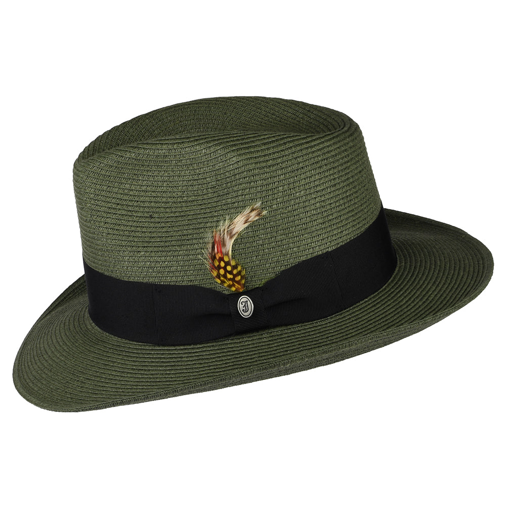 Summer C-Crown Straw Fedora Hat - Olive