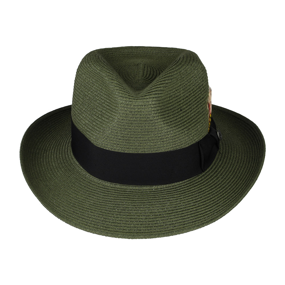 Summer C Crown Straw Fedora Hat Olive