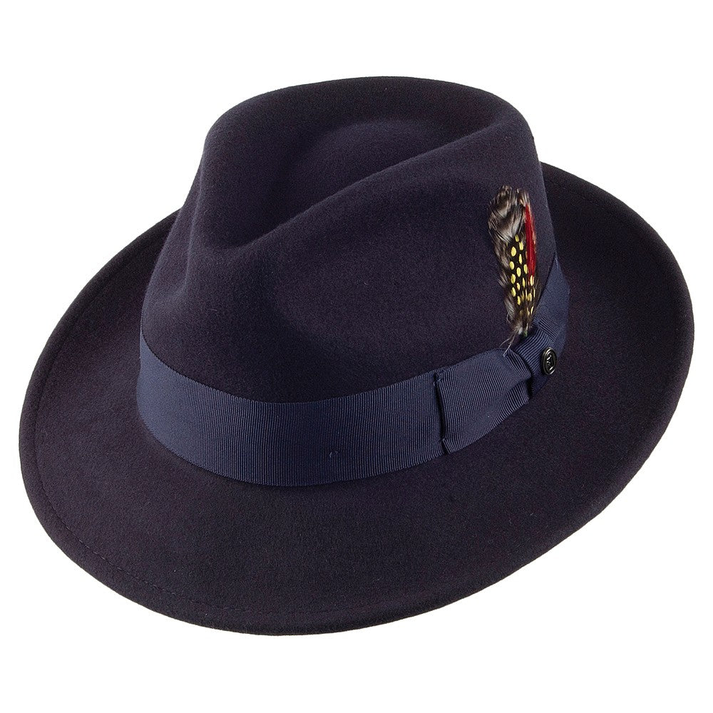 Crushable C-Crown Wool Felt Fedora Hat - Navy Blue – Jaxon & James