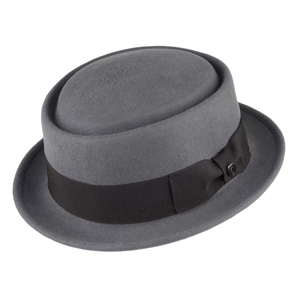 Crushable Wool Pork Pie Hat - Grey