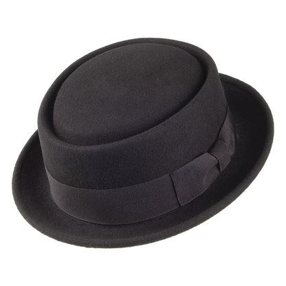 Crushable Wool Pork Pie Hat - Black