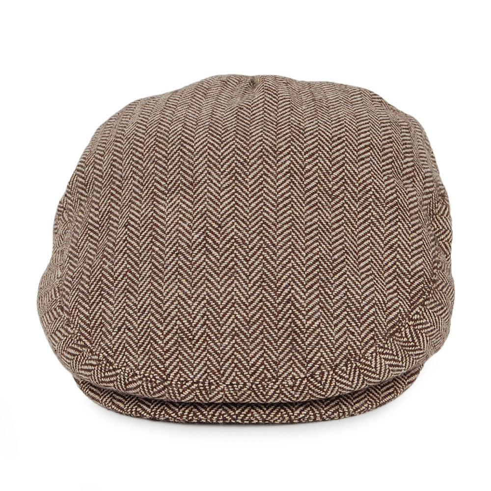 Herringbone Flat Cap - Dark Brown