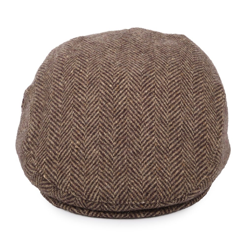 Donegal Tweed Herringbone Ballyboe Flat Cap - Burgundy-Camel