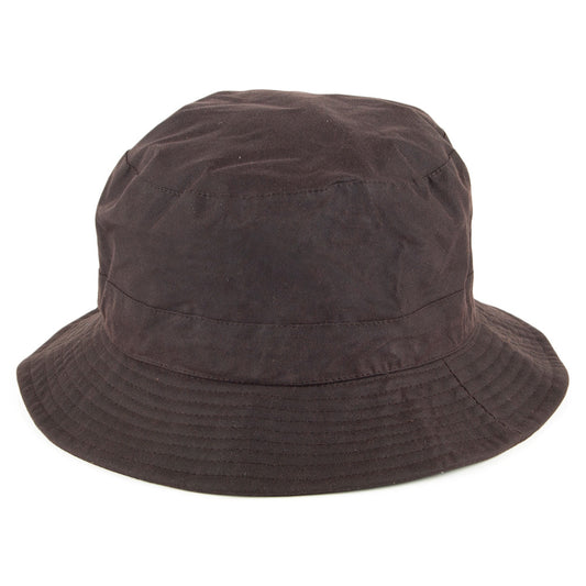 Packable Water Resistant Waxed Cotton Bucket Hat - Brown